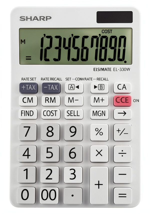 Sharp EL330W Calculator with XL 10‑Digit LCD, Tax & Margin Keys-0