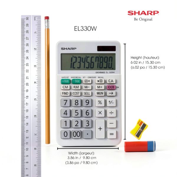 Sharp EL330W Calculator with XL 10‑Digit LCD, Tax & Margin Keys-5